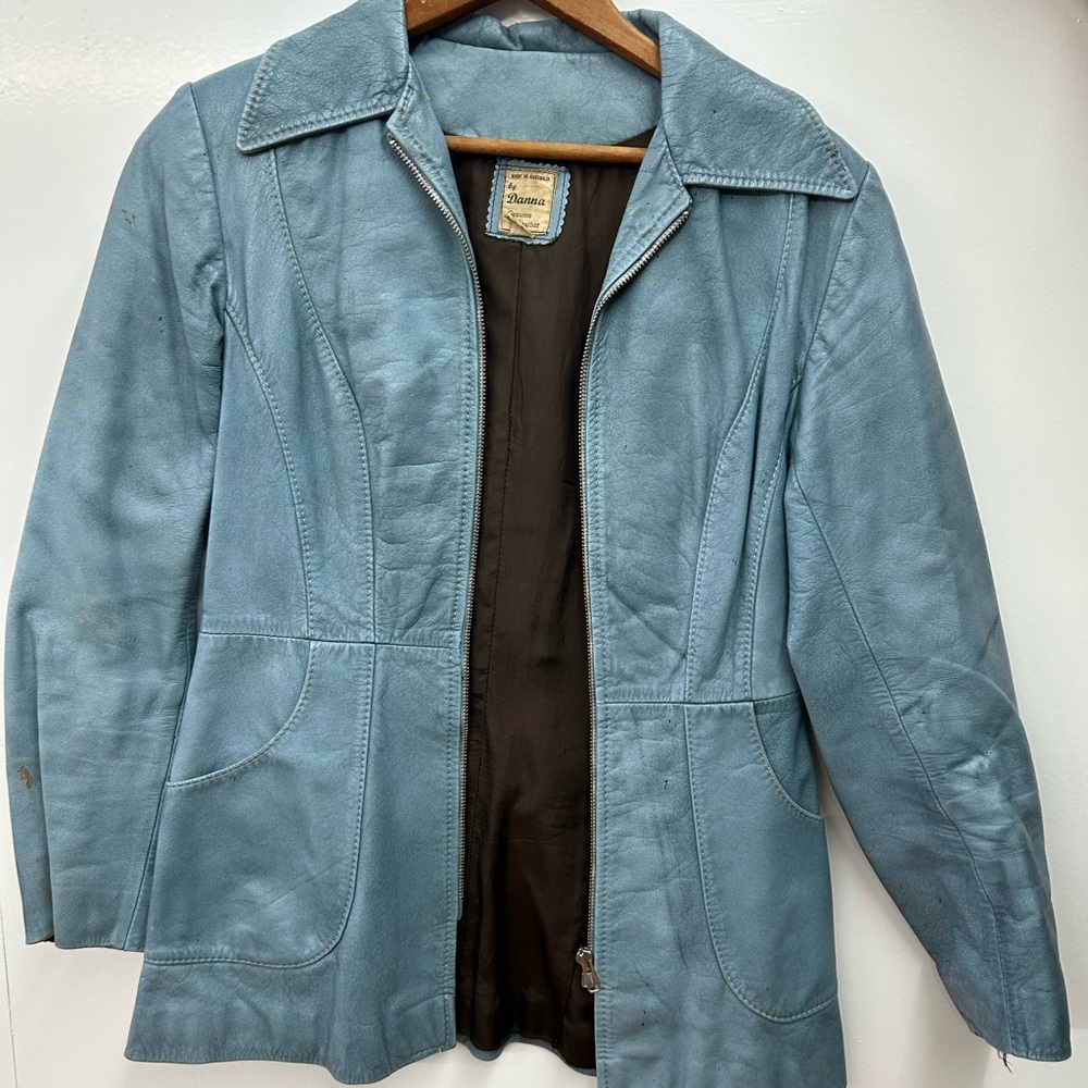 Danna Sky Blue Leather Jacket